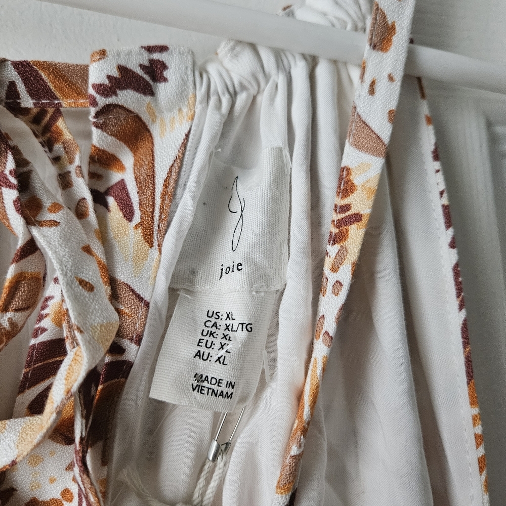 NWT Dress Womens XL Brown Floral Halter Maxi Pleat Slit Neutral Sundress Resort - Picture 5 of 6